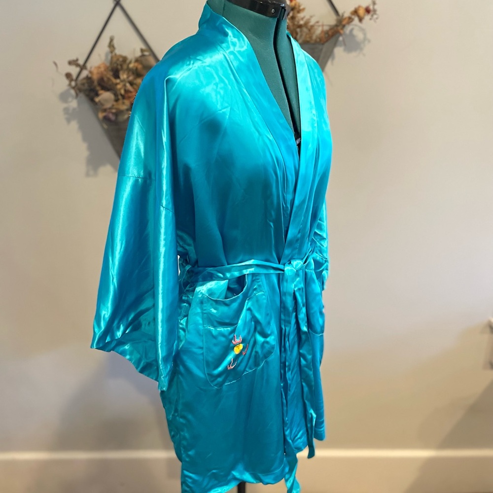 Blue Flowy hand embroidered Golden Bee Robe Intimates - Picture 4 of 7
